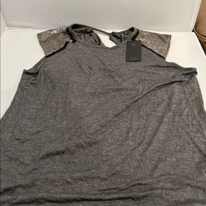 Guess womens Blouse Chainmail Shoulder Top Medium